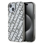   Karl Lagerfeld iPhone 15 IML Electroplated Repeated Logo KLHCP15SHKFOEMS hátlap, tok, ezüst