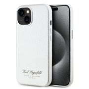   Karl Lagerfeld iPhone 15 Grained PU Hotel RSG KLHCP15SPGWCMKHG hátlap, tok, ezüst