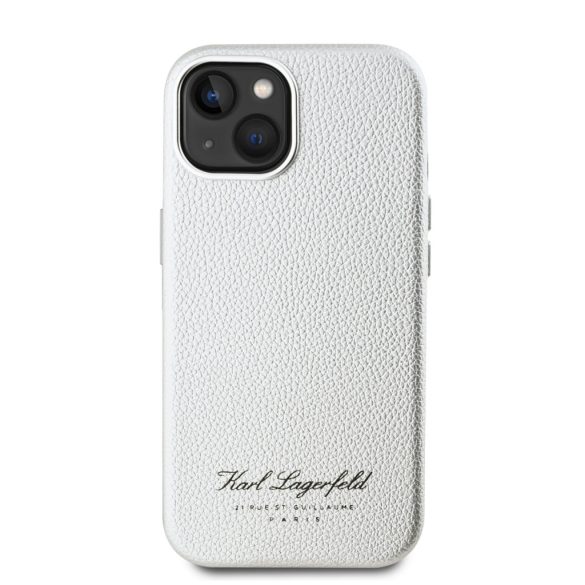 Karl Lagerfeld iPhone 15 Grained PU Hotel RSG KLHCP15SPGWCMKHG hátlap, tok, ezüst