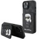 Karl Lagerfeld KLHCP15SSAKKNSCK Cardslots and Stand Monogram Ikonik Patch iPhone 15 6.1", hátlap, tok, fekete