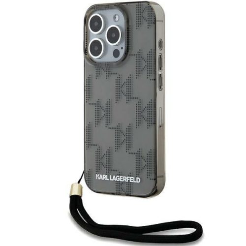 Karl Lagerfeld KLHCP15XHKDPNSK IML Mono KL Pattern & Cord iPhone 15 Pro Max 6.7", hátlap, tok, fekete