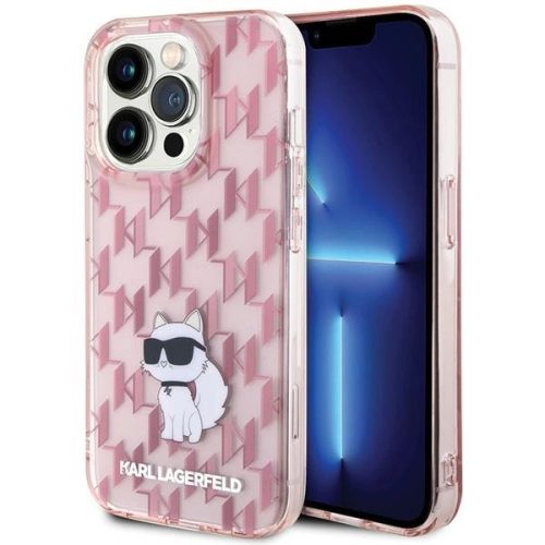 Karl Lagerfeld KLHCP15XHNCMKLP Monogram Choupette iPhone 15 Pro Max 6.7", hátlap, tok, rózsaszín