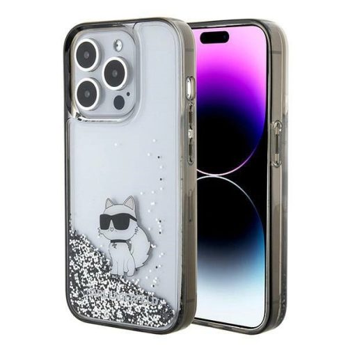 Karl Lagerfeld Liquid Glitter Choupette iPhone 15 Pro Max 6,7" KLHCP15XLKCNSK hátlap, tok, átlátszó