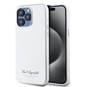   Karl Lagerfeld iPhone 15 Pro Max Grained PU Hotel RSG KLHCP15XPGWCMKHG hátlap, tok, ezüst