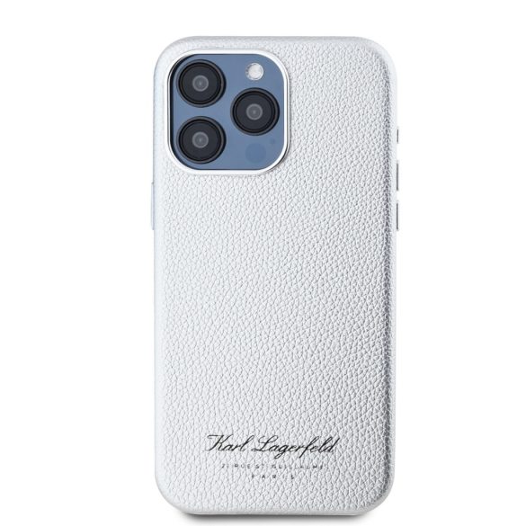 Karl Lagerfeld iPhone 15 Pro Max Grained PU Hotel RSG KLHCP15XPGWCMKHG hátlap, tok, ezüst