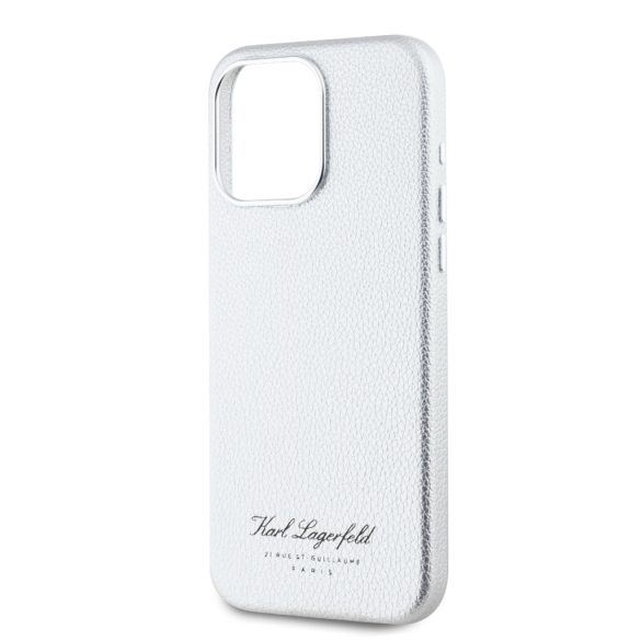 Karl Lagerfeld iPhone 15 Pro Max Grained PU Hotel RSG KLHCP15XPGWCMKHG hátlap, tok, ezüst