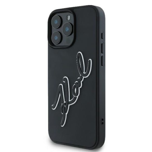 Karl Lagerfeld iPhone 16 Pro 3D Rubber Bicolor Signature (KLHCP16L3DRKSDLK) hátlap, tok, fekete