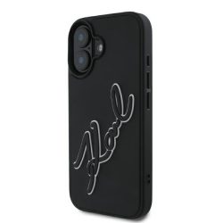   Karl Lagerfeld iPhone 16 3D Rubber Signature (KLHCP16S3DRKSDLK) hátlap, tok, fekete