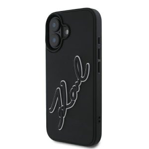 Karl Lagerfeld iPhone 16 3D Rubber Signature (KLHCP16S3DRKSDLK) hátlap, tok, fekete