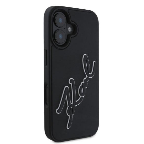 Karl Lagerfeld iPhone 16 3D Rubber Signature (KLHCP16S3DRKSDLK) hátlap, tok, fekete