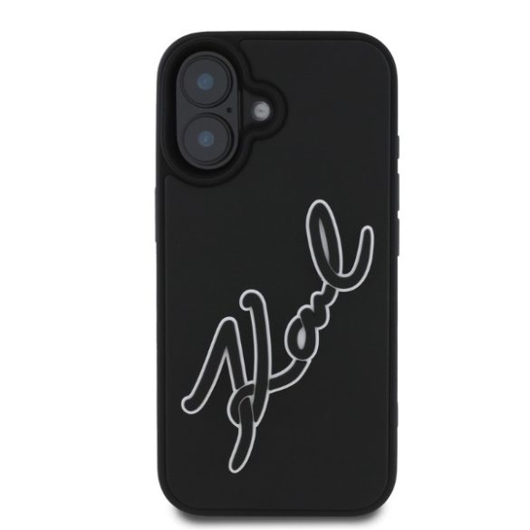 Karl Lagerfeld iPhone 16 3D Rubber Signature (KLHCP16S3DRKSDLK) hátlap, tok, fekete