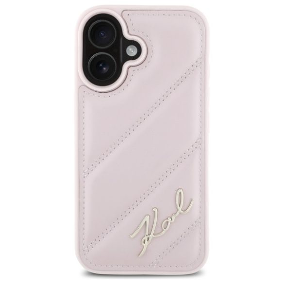 Karl Lagerfeld iPhone 16 Quilted Signature (KLHCP16SPQDSMGP) hátlap, tok, rózsaszín