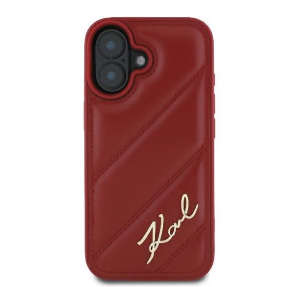 Karl Lagerfeld iPhone 16 Quilted Signature (KLHCP16SPQDSMGR) hátlap, tok, piros