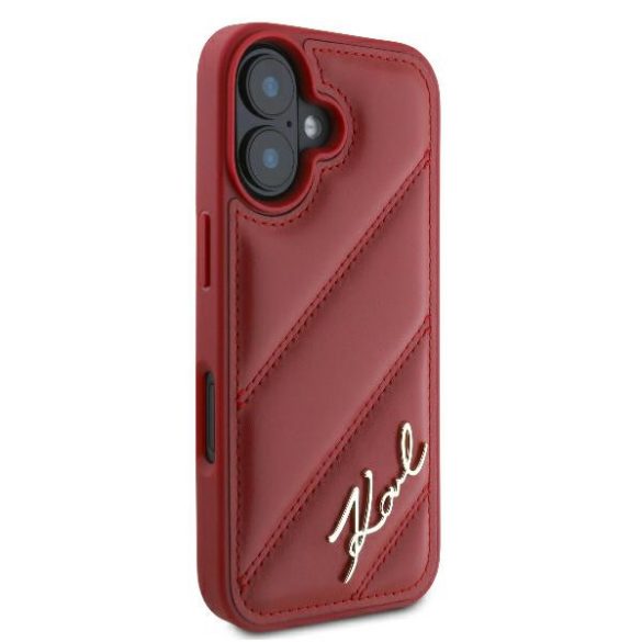 Karl Lagerfeld iPhone 16 Quilted Signature (KLHCP16SPQDSMGR) hátlap, tok, piros