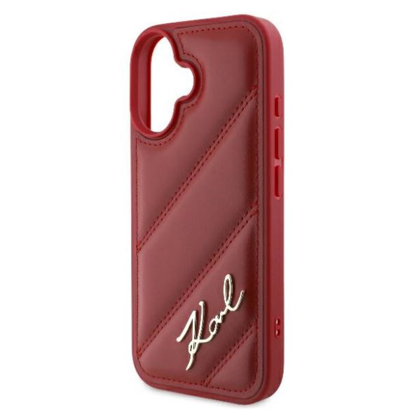 Karl Lagerfeld iPhone 16 Quilted Signature (KLHCP16SPQDSMGR) hátlap, tok, piros