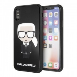   Karl Lagerfeld iPhone X/Xs Glitter Iconic Full Body (KLHCPXDLFKBK) hátlap, tok, fekete