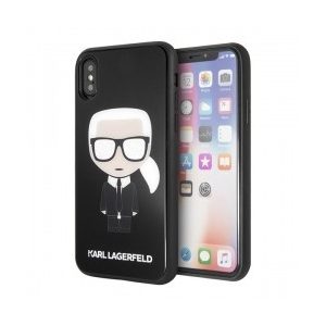 Karl Lagerfeld iPhone X/Xs Glitter Iconic Full Body (KLHCPXDLFKBK) hátlap, tok, fekete