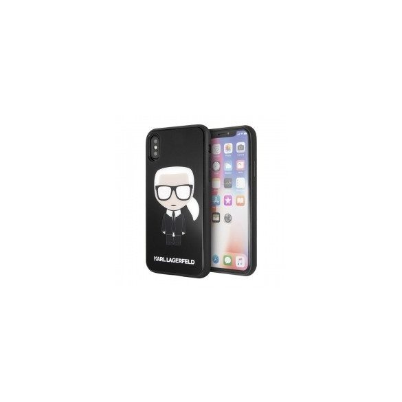 Karl Lagerfeld iPhone X/Xs Glitter Iconic Full Body (KLHCPXDLFKBK) hátlap, tok, fekete