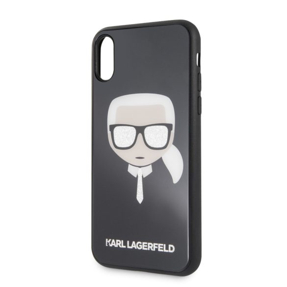 Karl Lagerfeld iPhone X/Xs Layers Glitter Iconic (KLHCPXDLHBK) hátlap, tok, fekete