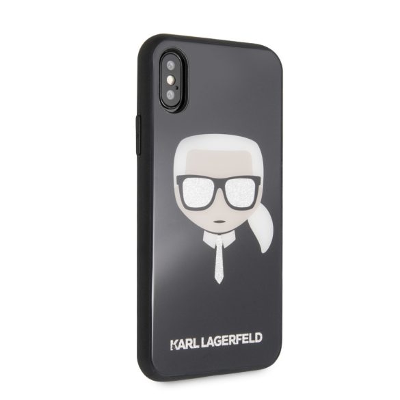 Karl Lagerfeld iPhone X/Xs Layers Glitter Iconic (KLHCPXDLHBK) hátlap, tok, fekete