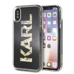   Karl Lagerfeld Logo Glitter iPhone X/Xs (KLHCPXKAGBK) hátlap, tok, fekete