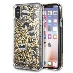   Karl Lagerfeld iPhone X/Xs Floating Charms Liquid Glitter Iconic (KLHCPXROGO) hátlap, tok, arany