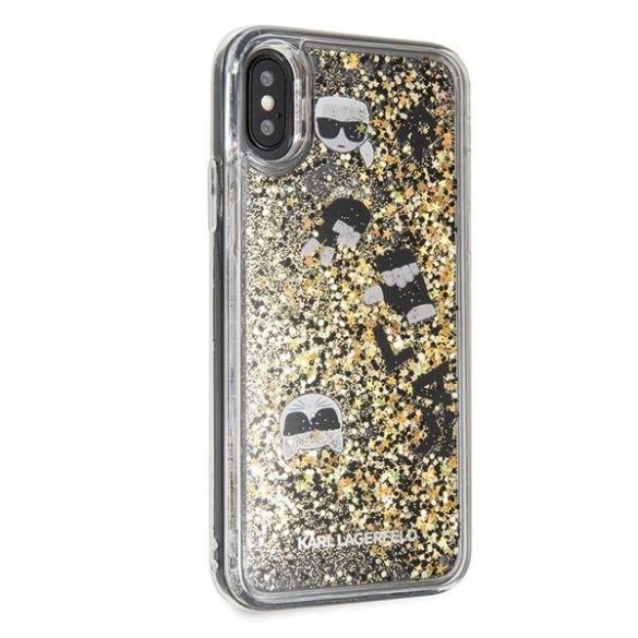 Karl Lagerfeld iPhone X/Xs Floating Charms Liquid Glitter Iconic (KLHCPXROGO) hátlap, tok, arany