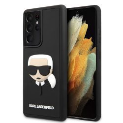   Karl Lagerfeld Samsung Galaxy S21 Ultra 3D Rubber Karl's Head (KLHCS21LKH3DBK) oldalra nyíló tok, fekete