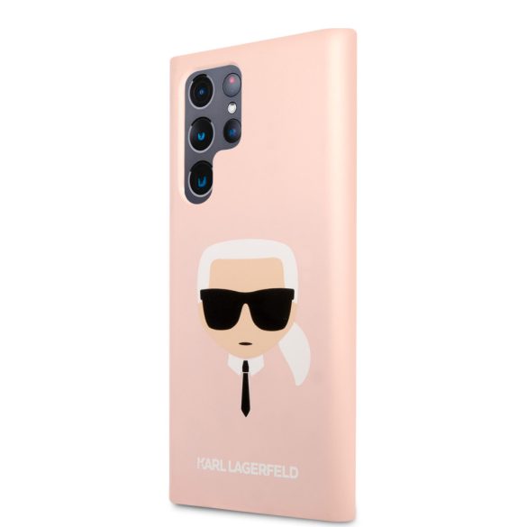 Karl Lagerfeld Samsung Galaxy S22 Ultra Karl's Head Silicone (KLHCS22LSLKHPI) hátlap, tok, rózsaszín