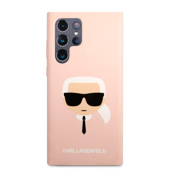 Karl Lagerfeld Samsung Galaxy S22 Ultra Karl's Head Silicone (KLHCS22LSLKHPI) hátlap, tok, rózsaszín