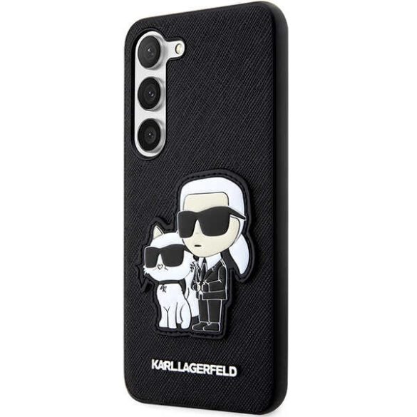 Karl Lagerfeld Samsung Galaxy S23 Saffiano Karl & Choupette (KLHCS23SSANKCPK) hátlap, tok, fekete