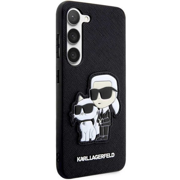 Karl Lagerfeld Samsung Galaxy S23 Saffiano Karl & Choupette (KLHCS23SSANKCPK) hátlap, tok, fekete