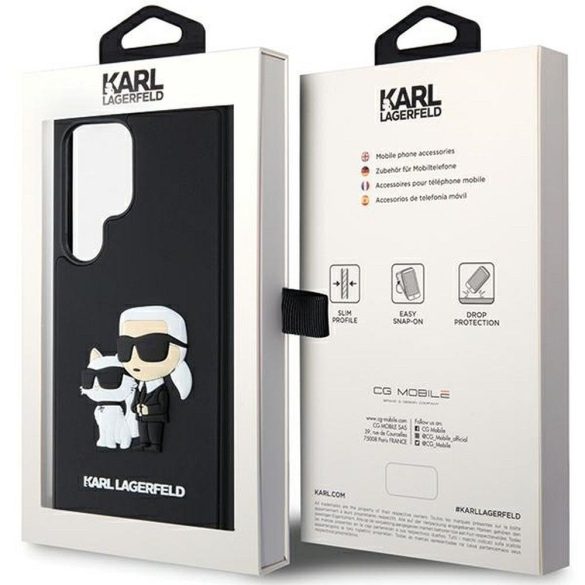 Karl Lagerfeld Samsung Galaxy S24 Ultra 3D Rubber Karl and Choupette KLHCS24L3DRKCNK hátlap, tok, fekete