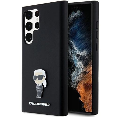 Karl Lagerfeld KLHCS24LSMHHKNPK Silicone Choupette Metal Pin Samsung Galaxy S24 Ultra , fekete