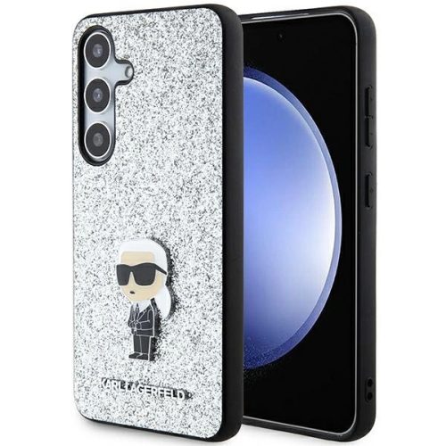 Karl Lagerfeld Fixed Glitter Ikonik Logo Metal Pin Samsung Galaxy S24 Plus KLHCS24MGCNPSG tok, ezüst