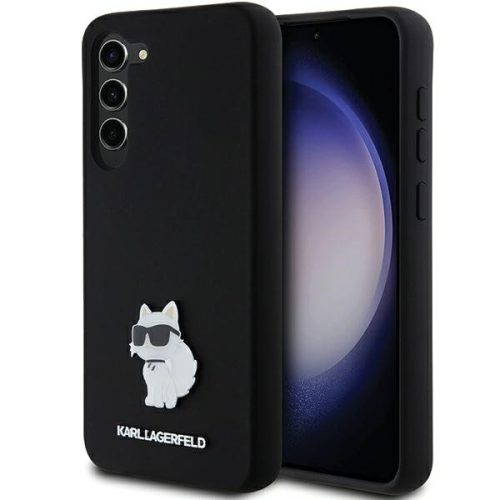 Karl Lagerfeld KLHCS24MSMHCNPK Silicone Choupette Metal Pin Samsung Galaxy S24 Plus , hátlap, tok, fekete