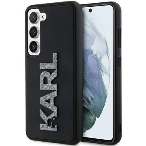 Karl Lagerfeld KLHCS24S3DMBKCK 3D Rubber Glitter Logo Samsung Galaxy S24 , hátlap, tok, fekete