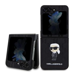 Karl Lagerfeld PU Saffiano Monogram Ikonik NFT Case Samsung Galaxy Z Flip 5 (KLHCZF5SAPKINPK) hátlap, tok, fekete