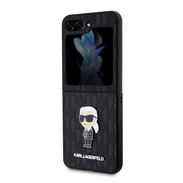 Karl Lagerfeld PU Saffiano Monogram Ikonik NFT Case Samsung Galaxy Z Flip 5 (KLHCZF5SAPKINPK) hátlap, tok, fekete