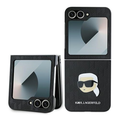 Karl Lagerfeld Saffiano Monogram tok Samsung Galaxy Z Flip 6 KF002199, fekete