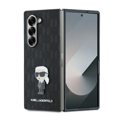 Karl Lagerfeld KLHCZFD6SAPKINPKK Saffiano Ikonik Pin Samsung Z Fold 6 F956 hátlap, tok, fekete