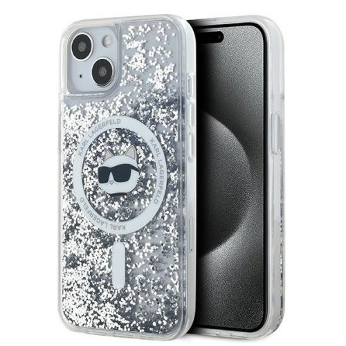 Karl Lagerfeld KLHMP13MLGCHSGH Liquid Glitter Choupette Head MagsafeiPhone 13 6.1" hátlap, tok, átlátszó