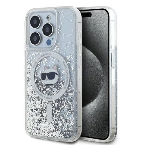 Karl Lagerfeld KLHMP13XLGCHSGH Liquid Glitter Choupette Head Magsafe iPhone 13 Pro Max 6.7" hátlap, tok, átlátszó