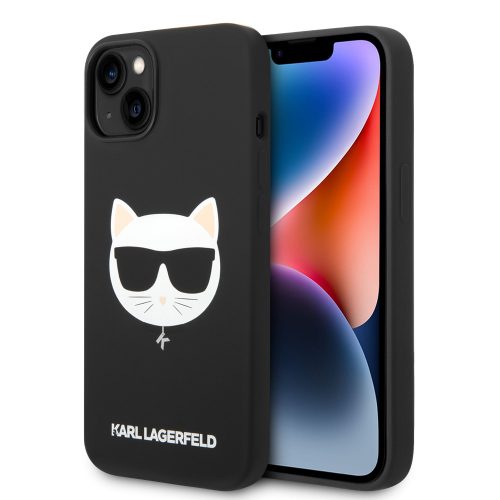 Karl Lagerfeld iPhone 14 Plus Silicone Choupette Head (KLHMP14MSLCHBK) hátlap, tok, fekete