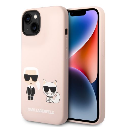 Karl Lagerfeld iPhone 14 Plus Silicone Karl & Choupette (KLHMP14MSSKCI) hátlap, tok, rózsaszín