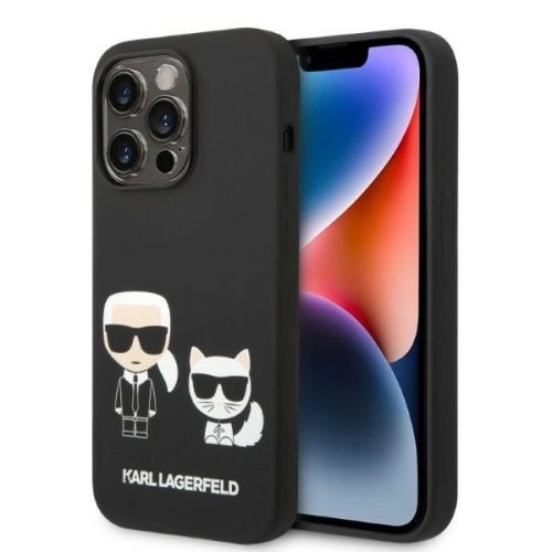 Karl Lagerfeld KLHMP14XSSKCK Liquid Silicone Karl & Choupette Magsafe iPhone 14 Pro Max 6.7 "hátlap, tok, fekete