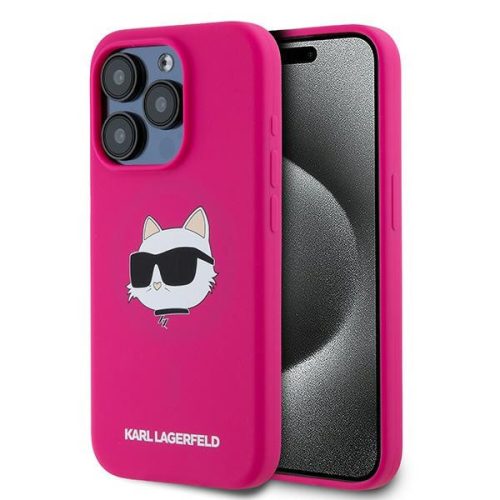 Karl Lagerfeld KLHMP15LSCHPPLF Silicone Choupette Head MagSafe iPhone 15 Pro 6.1" hátlap, tok, rózsaszín