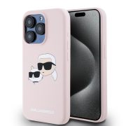   Karl Lagerfeld iPhone 15 Pro Liquid Silicone Double Heads KLHMP15LSKCHPPLP MagSafe kompatibilis hátlap, tok, rózsaszín