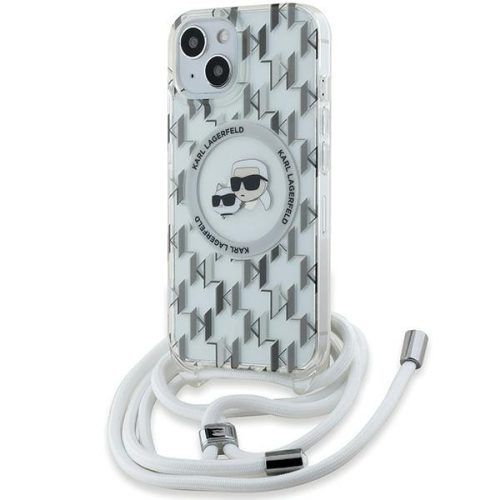 Karl Lagerfeld KLHMP15SHCKCKCKLCT IML Crossbody Monogram Karl & Choupette Head MagSafe iPhone 15 6.1" hátlap, tok, átlátszó