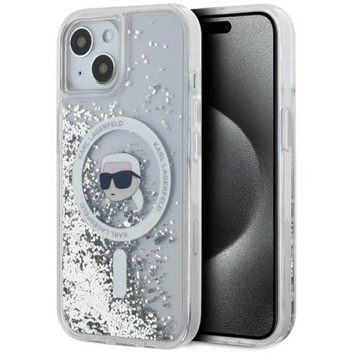 Karl Lagerfeld KLHMN61LGCHSGH Liquid Glitter Choupette Head Magsafe iPhone 11/Xr 6.1" hátlap, tok, átlátszó